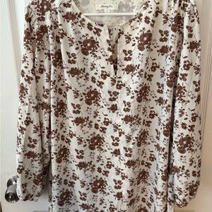 Floral Blouse with Brown Pattern